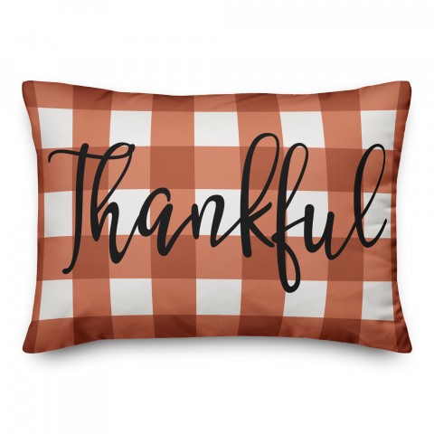 Thankful and Blessed Buffalo Check 14x20 Spun Poly Pillow