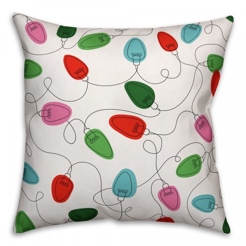 Festive Holiday Lights 18x18 Spun Poly Pillow