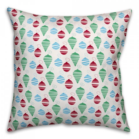 Colorful Christmas Ornaments 18x18 Spun Poly Pillow