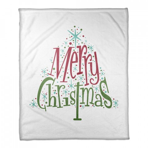 Midcentury Modern Merry Christmas 50x60 Coral Fleece Blanket