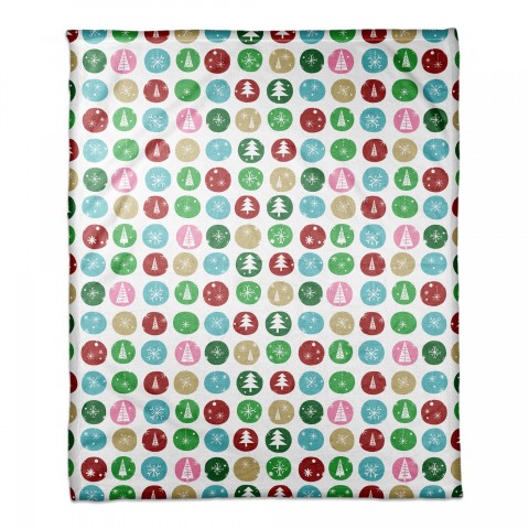 Wintery Polka Dots 50x60 Coral Fleece Blanket