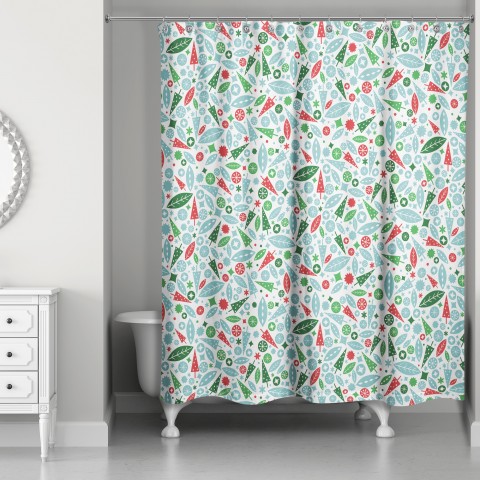 Midcentury Modern Holiday Pattern 71x74 Shower Curtain