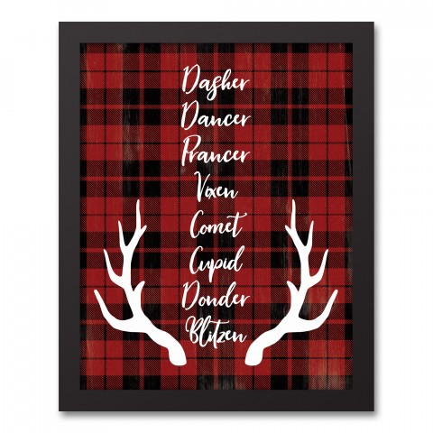 Reindeer Role Call 11x14 Black Framed Canvas