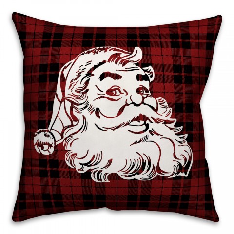 Plaid Santa 18x18 Spun Poly Pillow
