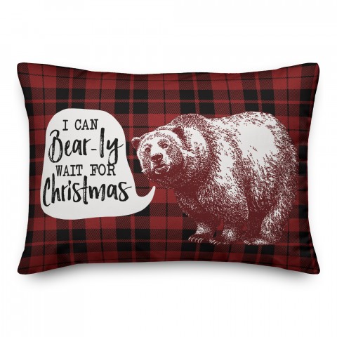 I Can Bearly Wait for Christmas 14x20 Spun Poly Pillow