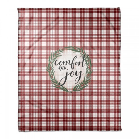 Comfort and Joy Plaid 50x60 Coral Fleece Blanket