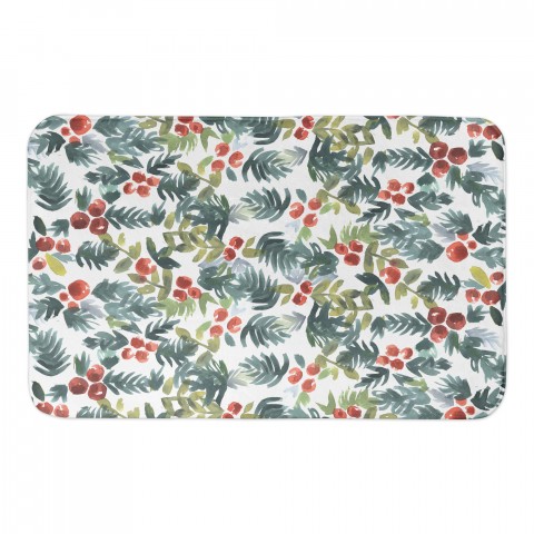 Watercolor Holly 34x21 Bath Mat