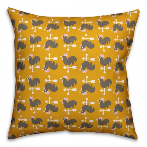 Yellow Rooster Pattern Pillow