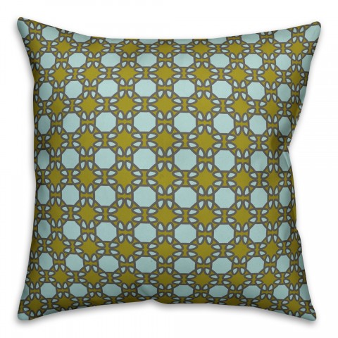 Folk Lattice Pattern in Green Pillow