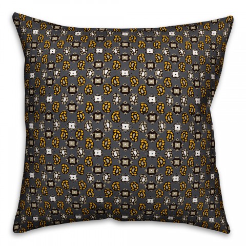 Tiny Paisley Pattern in Yellow Pillow