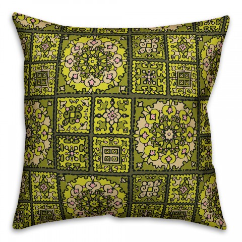 Patchwork Madala in Green Pillow