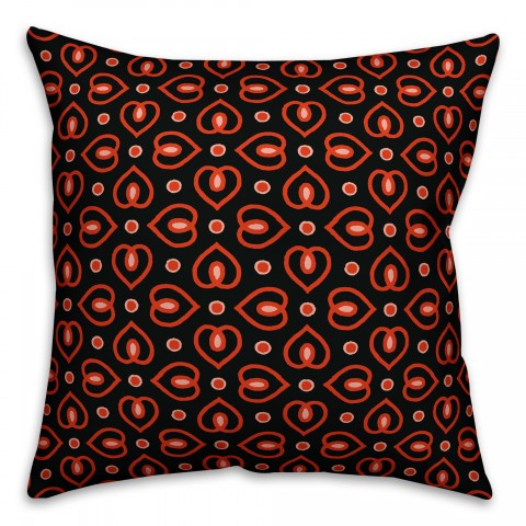 Heart Pattern in Red Pillow Cover