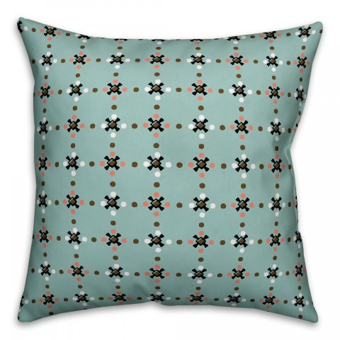 Whimsical Folk Pattern in Blue Pillow
