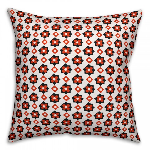 Red Flower Pattern Pillow