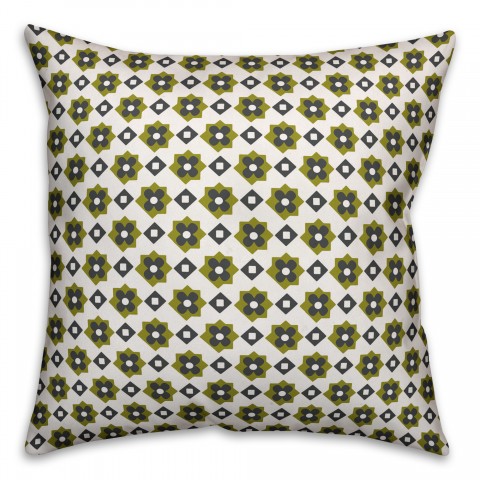 Green Flower Pattern Pillow