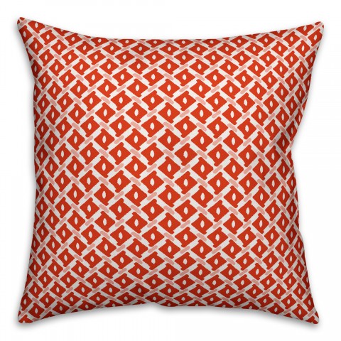 Whimsical Diamond Pattern in Red Pillow