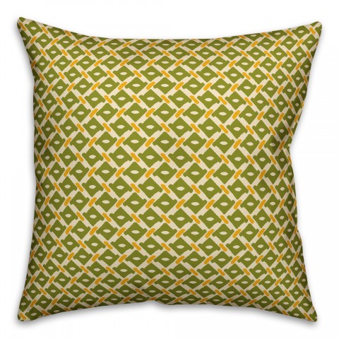 Whimsical Diamond Pattern in Green Pillow