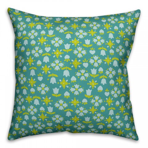 Tulip Pattern in Blue Pillow