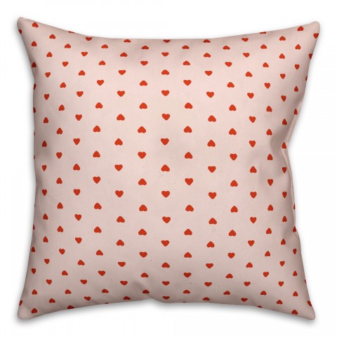 Tiny Hearts Pattern in Red and Pink Pillow
