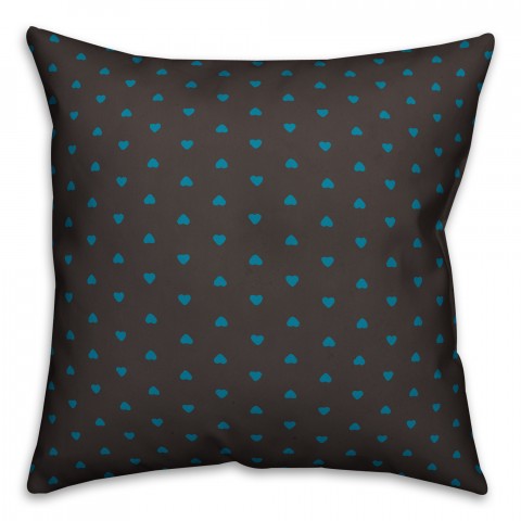Tiny Hearts Pattern in Blue and Gray Pillow Cover