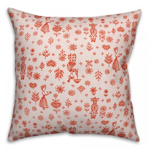 Whimsical Women in Pink Pillow