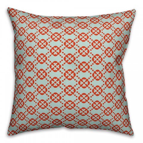 Floral Argyle in Blue and Red Pillow