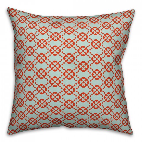Floral Argyle in Blue and Red Pillow Cover