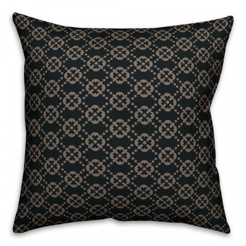 Floral Argyle in Brown and Black Pillow