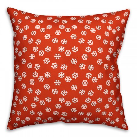 Red Snowflakes Pattern Pillow Cover