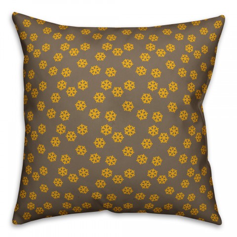 Yellow Snowflakes Pattern Pillow