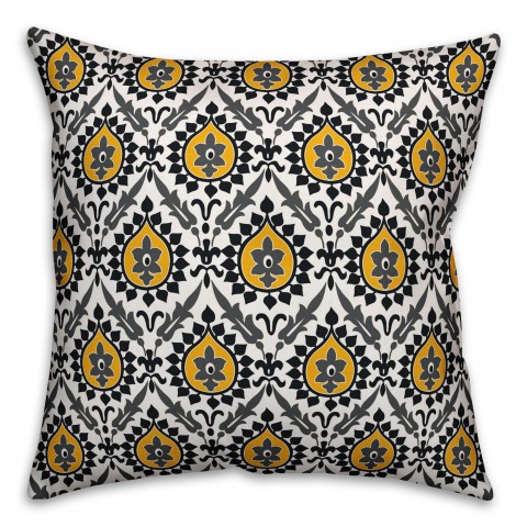 Ikat in Black and Yellow Pillow