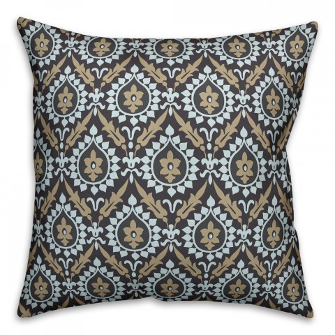 Ikat in Brown and Blue Pillow