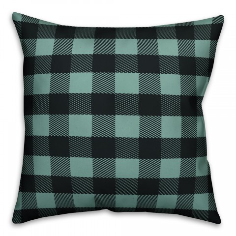 Teal Buffalo Check Plaid Pillow