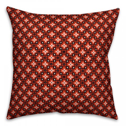 Red Floral Squares Pillow