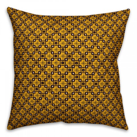 Yellow Floral Squares Pillow