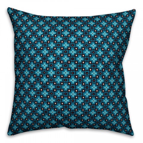 Blue Floral Squares Pillow