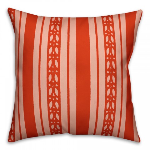 Red Folk Stripes Pillow