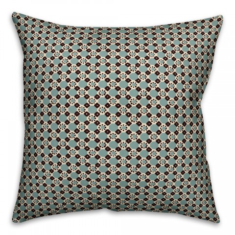 Folk Geometric Pattern in Blue Pillow