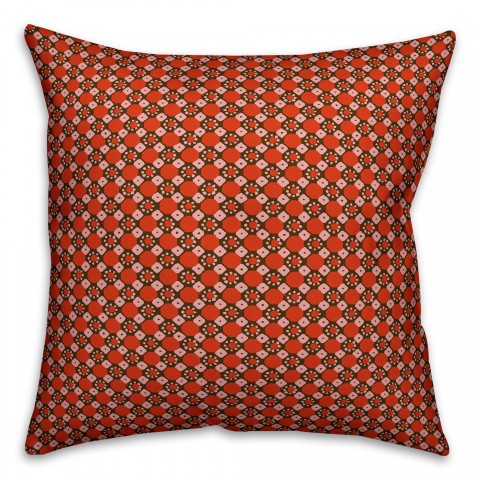 Folk Geometric Pattern in Red Pillow