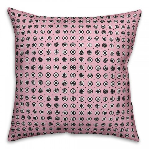 Pixel Floral Pattern in Pink Pillow