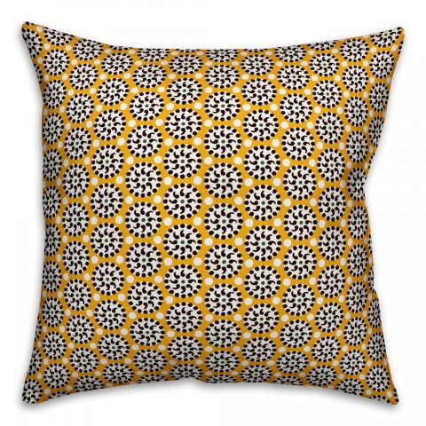 Boho Polka Dots in Yellow Indoor / Outdoor Pillow