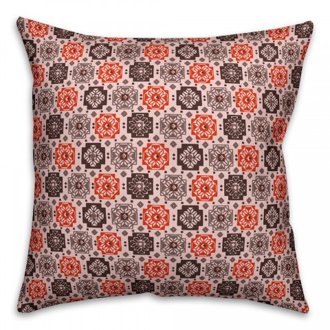 Square Flowers in Red Pillow