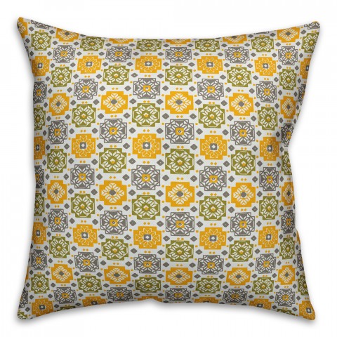 Square Flowers in Yellow Pillow