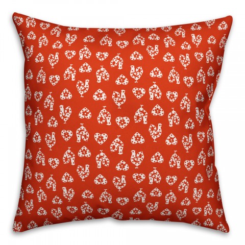Red Rooster Pattern Pillow