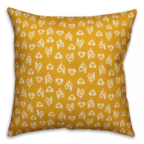 Yellow Rooster Pattern Pillow