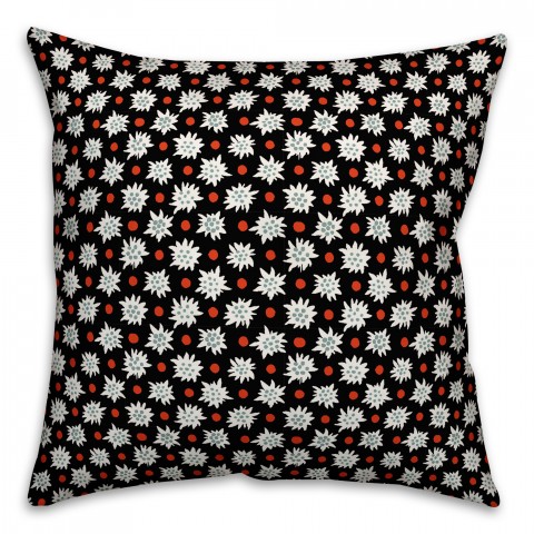 Abstract Snowflake Pattern in Black Pillow Cover