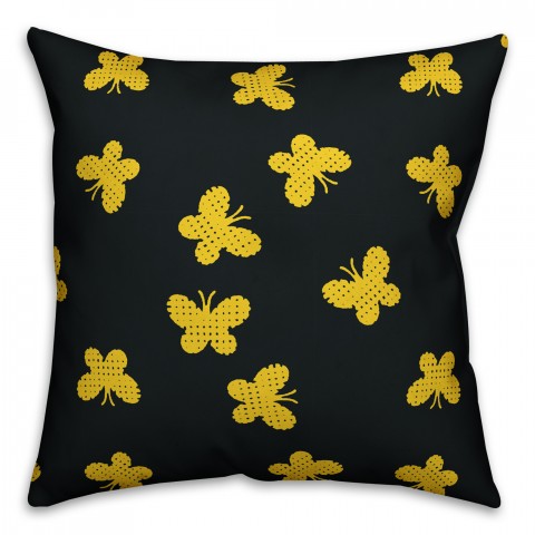 Butterfly Pattern in Yellow Pillow Cover
