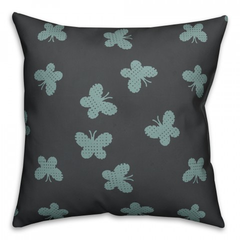 Butterfly Pattern in Blue Pillow Cover