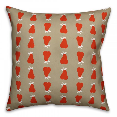 Pear Pattern in Red Pillow Cover