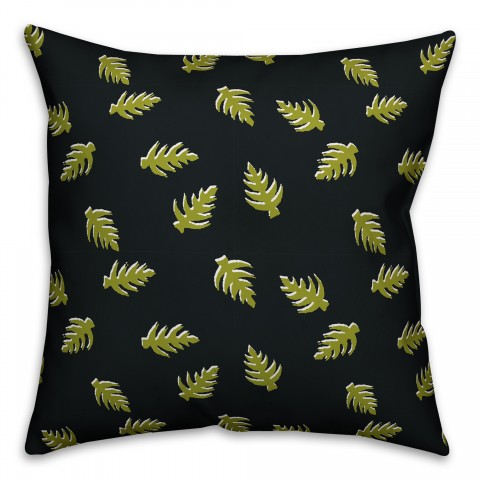 Palm Pattern in Green and Black Pillow Cover
